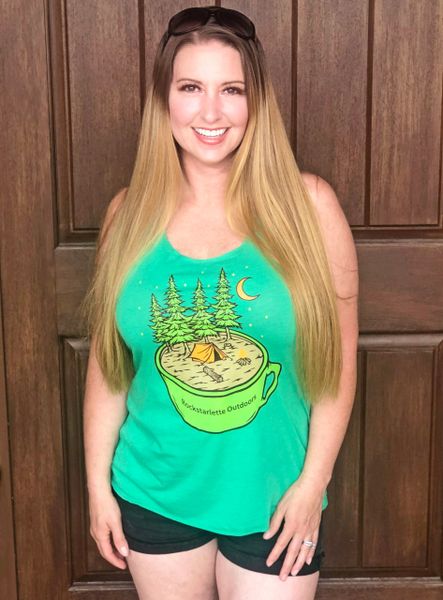 SALE 25% OFF, Cup of Camping Racerback Tank Top, Vintage Navy or Forest Green