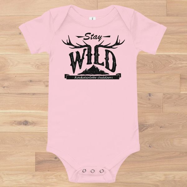 Youth: Onesie, Stay Wild in Pink, Black, Yellow or Grey, 3-24 mos
