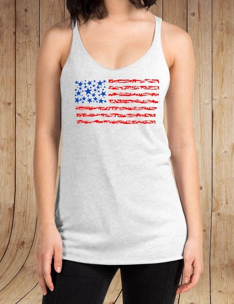 Patriotic Gun Flag 2A Racerback Tank Top, Red White and Blue