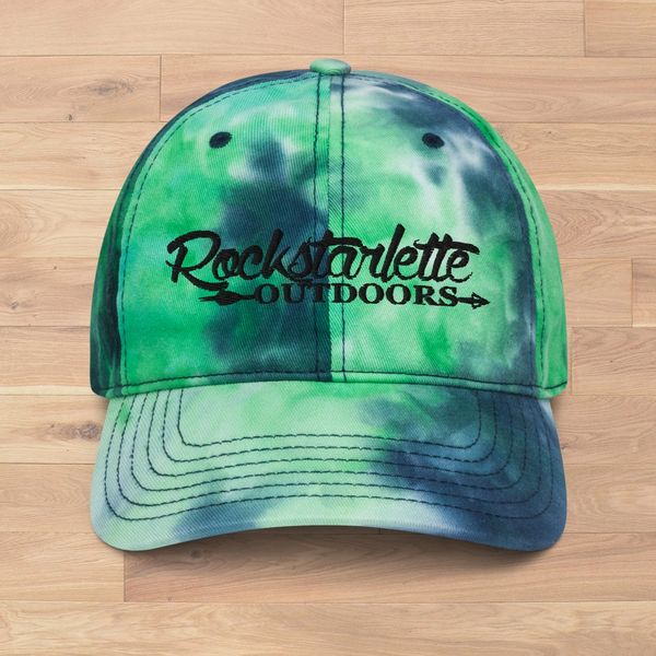 Rockstarlette Outdoors Tie Dye Hat, Dark Blue, Teal and Green or Light Blue and Off White