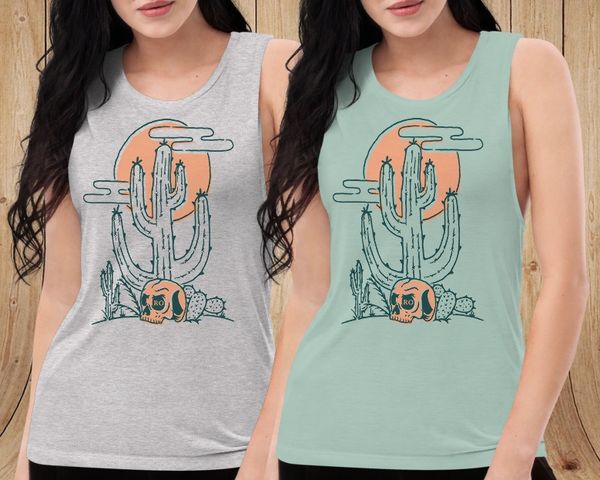 Desert Vibes, Relaxed Fit Muscle Tank Top, NEW! Mint or Grey