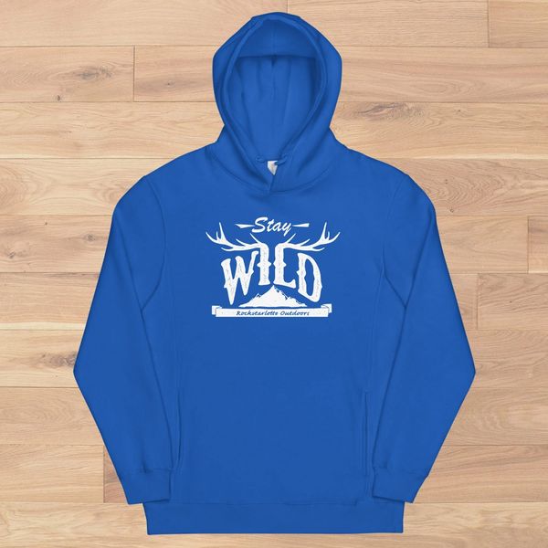 NEW! Stay Wild Hoodie with Pockets, Bright Blue