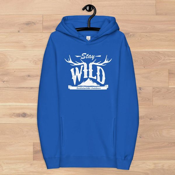 SALE 20% OFF, Stay Wild Hoodie with Hidden Side Pockets, Bright Blue, Sizes 2-6