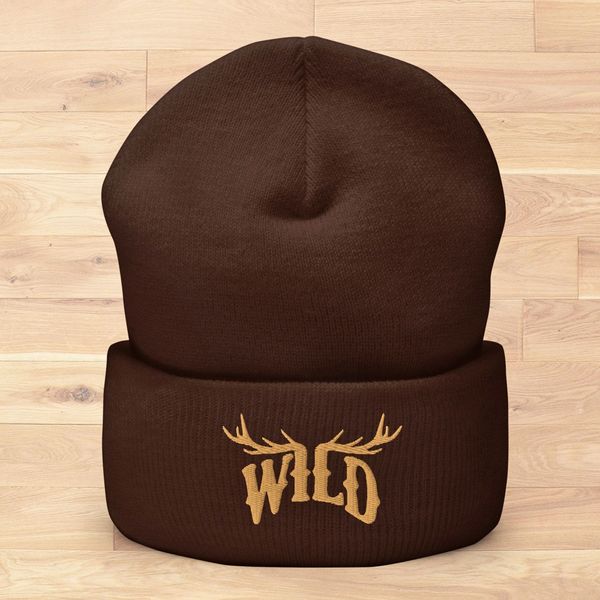 WILD™ Logo Knit Beanie, Brown
