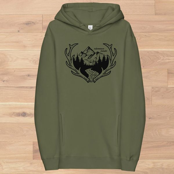 SALE 10% OFF, Adventure Awaits Hoodie with Hidden Side Pockets, Olive Green, Limited Edition