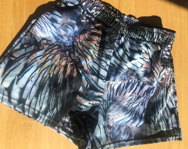 Shorts, Relaxed Fit with Pockets, Turkey Feather Pattern, UPF 50, Workout / Swim
