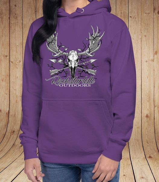 Purple Archery Moose Rockstarlette Outdoors Logo Hoodie, S-3XL, Sz 0-26