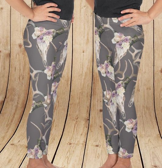 Woodland Leggings, High Waist, Rockstarlette, Antlers, US  Rockstarlette  Outdoors, Adventure Inspired Activewear Made in USA