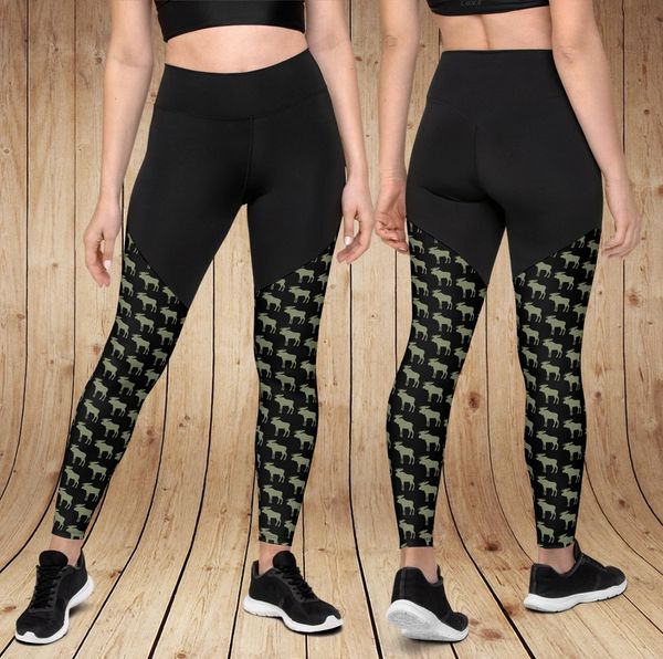 Moose Logo Compression Leggings with Phone Pocket, Rockstarlette