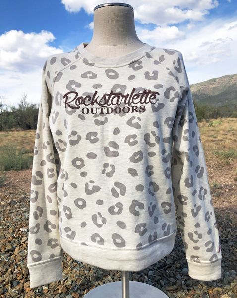 Leopard Logo Lightweight Crewneck Pullover, Oatmeal, JUST RESTOCKED ALL SIZES