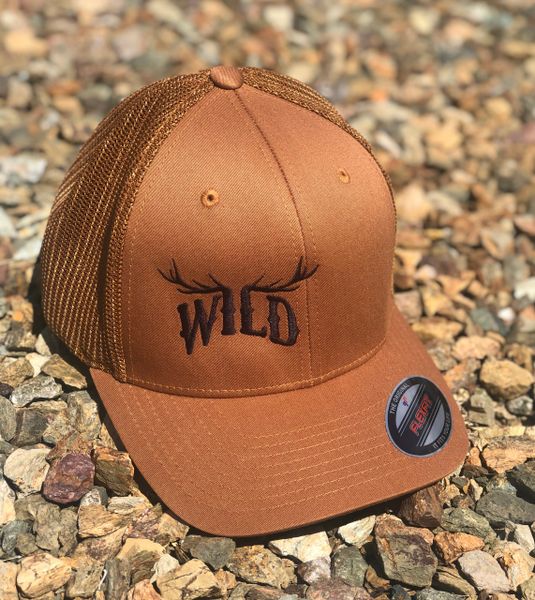 Copper Flexfit WILD Logo Mesh Back Hat, NEW
