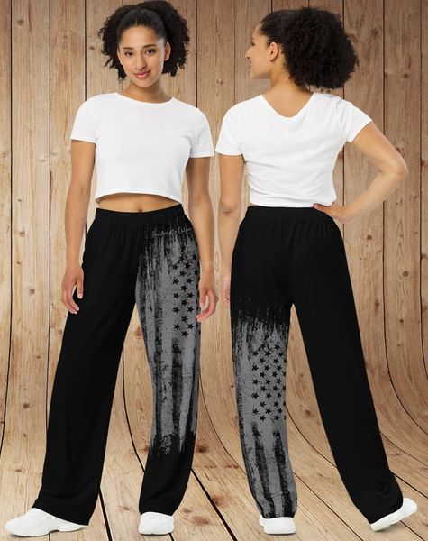 Relaxed Wide Leg Patriotic Loungewear Pants, Rockstarlette XS-3XL   Rockstarlette Outdoors, Adventure Inspired Activewear Made in USA