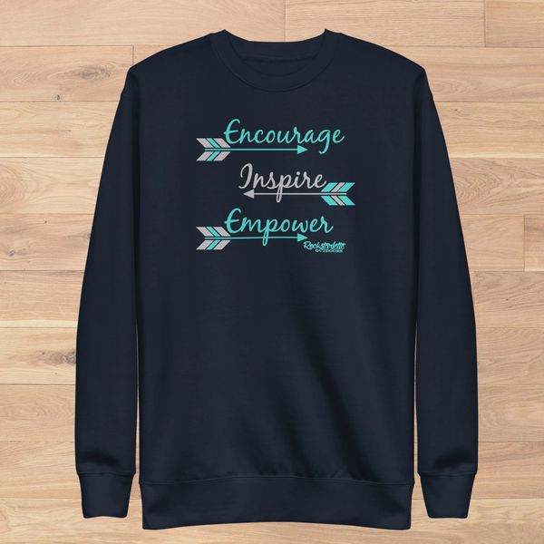 Encourage Inspire Empower Pullover Sweatshirt, Navy, S-XL, sz 4-18