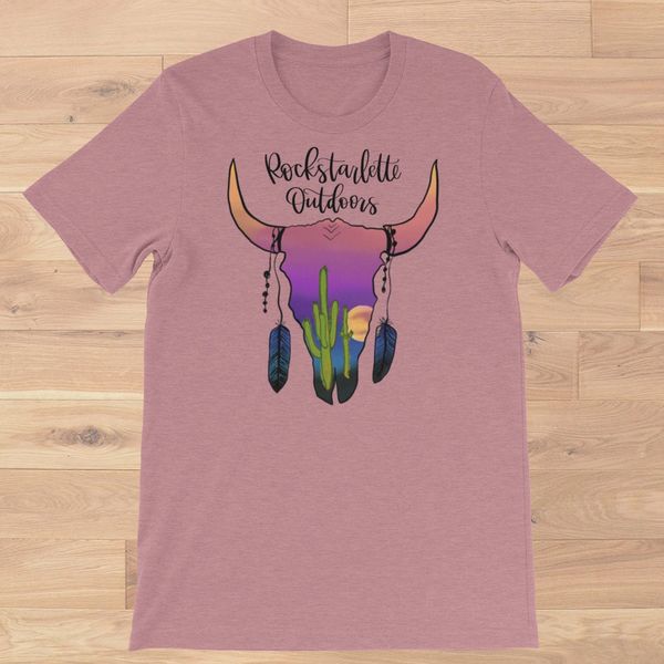 Southwestern Sunset Skull Loose Fit T Shirt, Orchid or Raspberry