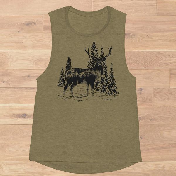 Woodland Relaxed Fit Muscle Tank, Olive