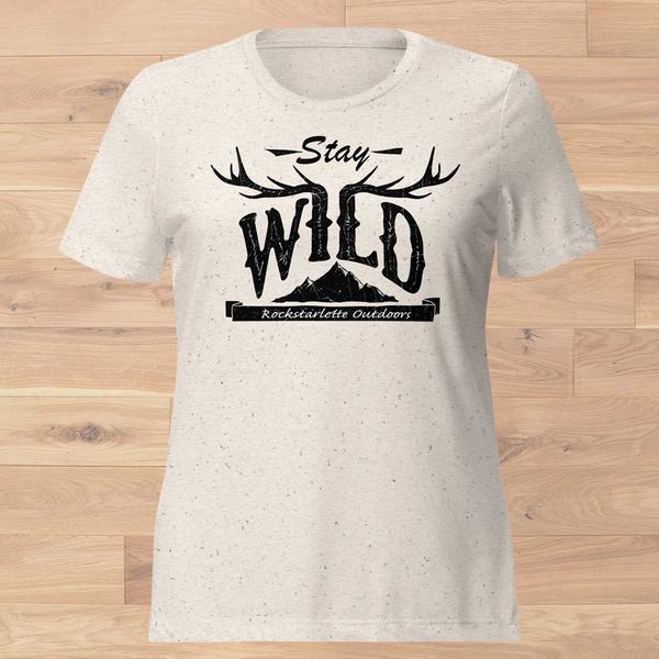 Stay Wild Relaxed Fit T Shirt, Oatmeal Triblend NEW (Sz 0-20)