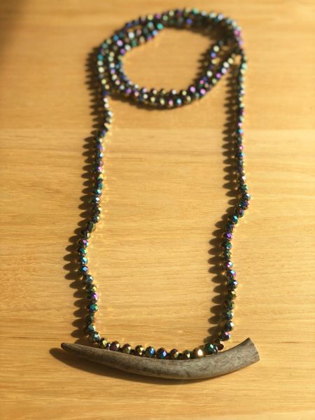Limited Edition Antler Necklace, Iridescent Teal, Purple and Blue, FREE Shipping, 27 inch