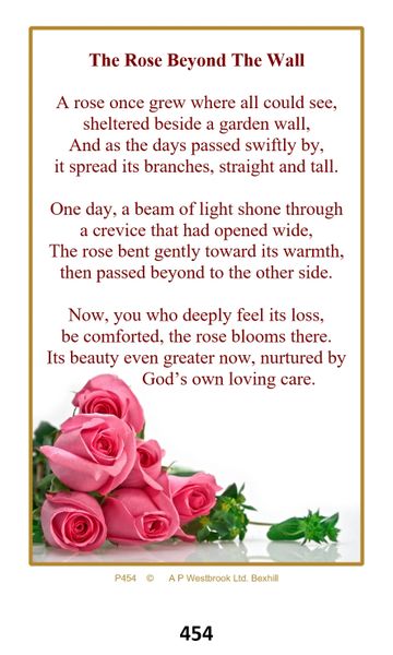 Single Memorial Card 454