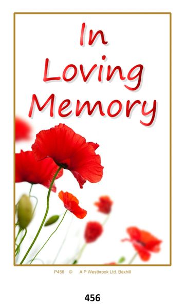 Single Memorial Card 456