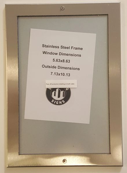 ELEVATOR CERTIFICATE FRAME STAINLESS STEEL (SIZE 5.63'' X 8.63'')