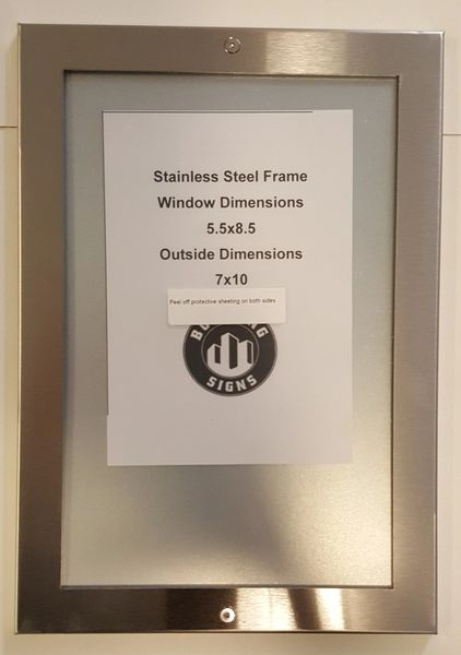 ELEVATOR CERTIFICATE FRAME STAINLESS STEEL (SIZE 5.5''x8.5'')