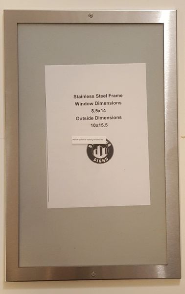 ELEVATOR CERTIFICATE FRAME STAINLESS STEEL (SIZE 8.5''x14'')