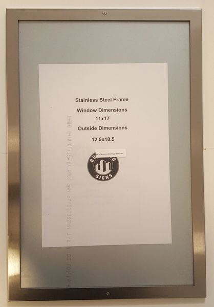 ELEVATOR CERTIFICATE FRAME STAINLESS STEEL (SIZE 11'' X 17'')