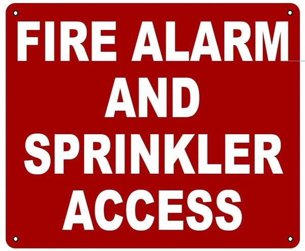 FIRE ALARM AND SPRINKLER ACCESS SIGN- REFLECTIVE !!! (ALUMINUM 10X12)