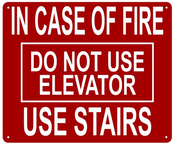 IN CASE OF FIRE USE STAIRS DO NOT USE ELEVATOR SIGN (NYC SIGN) | FIRE ...