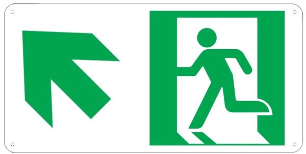 PHOTOLUMINESCENT EXIT SIGN HEAVY DUTY / GLOW IN THE DARK "EXIT" SIGN HEAVY DUTY (ALUMINUM SIGN 4.5 X 9 WITH LEFT UP ARROW AND RUNNING MAN)