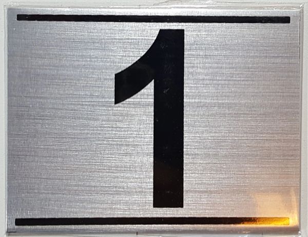 z- APARTMENT NUMBER SIGN - 1 -BRUSHED ALUMINUM (ALUMINUM SIGNS 2.25x3)