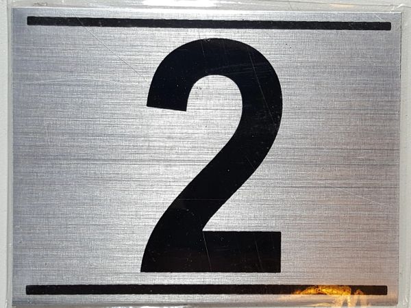 z- APARTMENT NUMBER SIGN - 2 -BRUSHED ALUMINUM (ALUMINUM SIGNS 2.25X3)