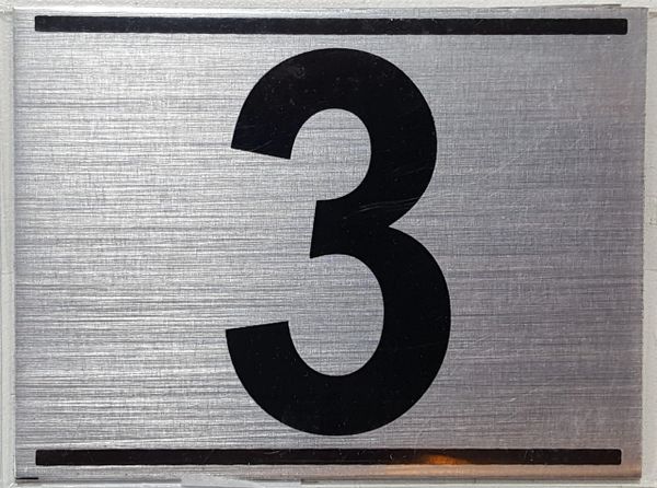 z- APARTMENT NUMBER SIGN - 3 -BRUSHED ALUMINUM (ALUMINUM SIGNS 2.25X3)