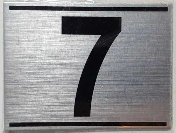 z- APARTMENT NUMBER SIGN – 7 -BRUSHED ALUMINUM (ALUMINUM SIGNS 2.25X3)