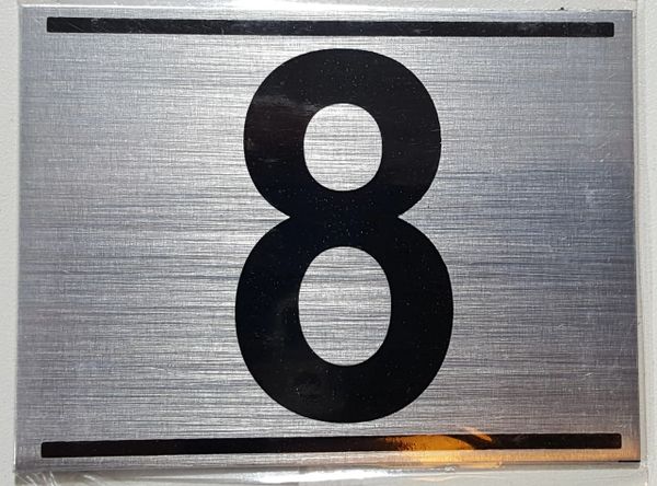 z- APARTMENT NUMBER SIGN – 8 -BRUSHED ALUMINUM (ALUMINUM SIGNS 2.25X3)