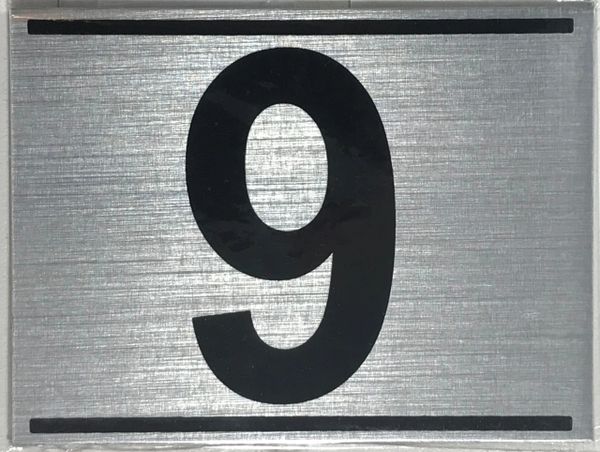 z- APARTMENT NUMBER SIGN – 9 -BRUSHED ALUMINUM (ALUMINUM SIGNS 2.25X3)