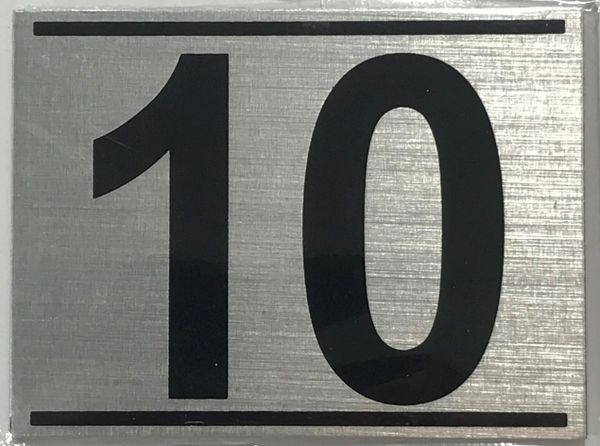 z- APARTMENT NUMBER SIGN – 10 -BRUSHED ALUMINUM (ALUMINUM SIGNS 2.25X3)