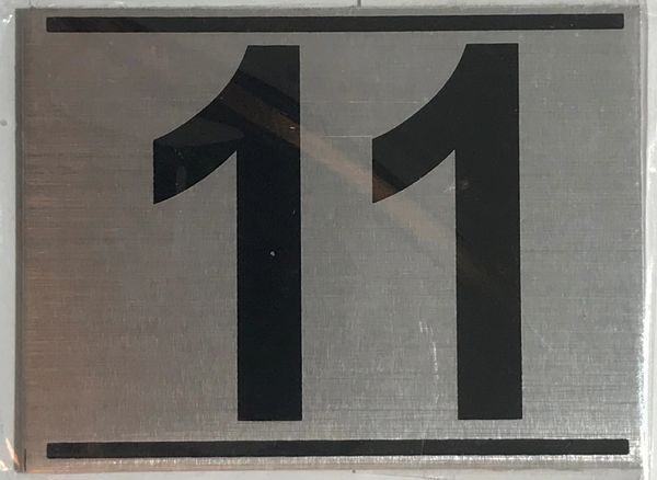 z- APARTMENT NUMBER SIGN – 11 -BRUSHED ALUMINUM (ALUMINUM SIGNS 2.25X3)