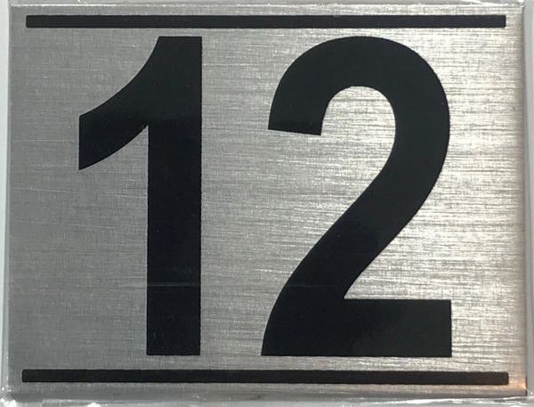 z- APARTMENT NUMBER SIGN – 12 -BRUSHED ALUMINUM (ALUMINUM SIGNS 2.25X3)