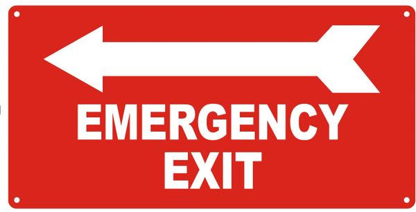 EMERGENCY EXIT LEFT SIGN- REFLECTIVE !!! (ALUMINUM SIGNS 7X14)