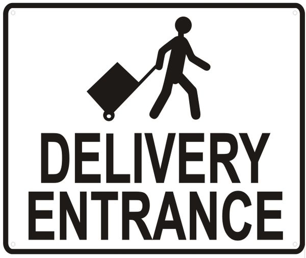 DELIVERY ENTRANCE SIGN- WHITE BACKGROUND (ALUMINUM SIGNS 10X12)