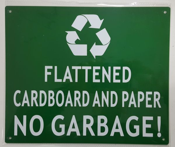 FLATTENED CARDBOARD AND PAPER NO GARBAGE SIGN (ALUMINUM SIGNS 10X12)