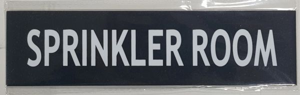 SPRINKLER ROOM SIGN- BLACK (ALUMINUM SIGNS 2X7.75)