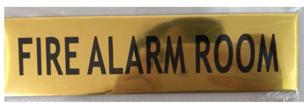 FIRE ALARM ROOM SIGN - GOLD ALUMINUM (ALUMINUM SIGNS 2X7.75)