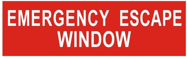 EMERGENCY ESCAPE WINDOW SIGN- RED (ALUMINUM SIGNS 3X10)