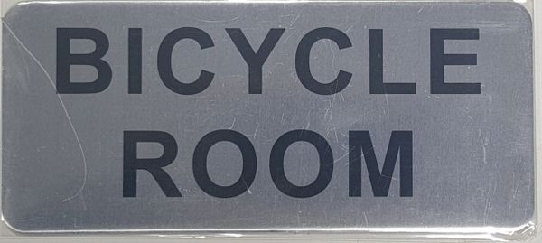 BICYCLE ROOM SIGN - BRUSHED ALUMINUM (ALUMINUM SIGNS 3.5X8)- The Mont Argent Line
