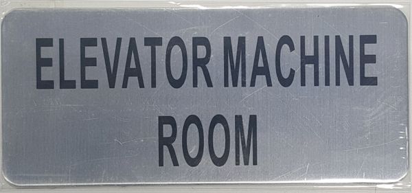 ELEVATOR MACHINE ROOM SIGN – BRUSHED ALUMINUM (ALUMINUM SIGNS 3.5X8)- The Mont Argent Line