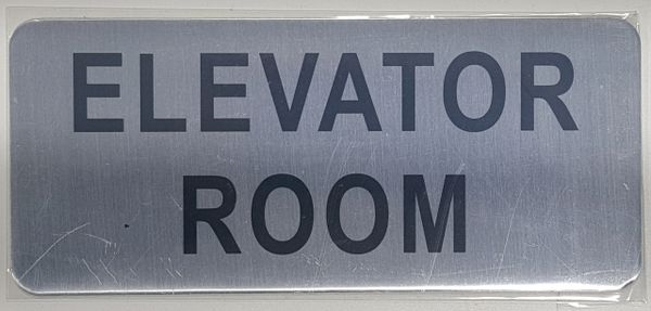 ELEVATOR ROOM SIGN – BRUSHED ALUMINUM (ALUMINUM SIGNS 3.5X8)- The Mont Argent Line