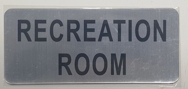RECREATION ROOM SIGN- BRUSHED ALUMINUM (ALUMINUM SIGNS 3.5X8)- The Mont Argent Line