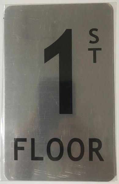 FLOOR NUMBER SIGN - 1ST FLOOR SIGN- BRUSHED ALUMINUM (ALUMINUM SIGNS 8X5)- The Mont Argent Line